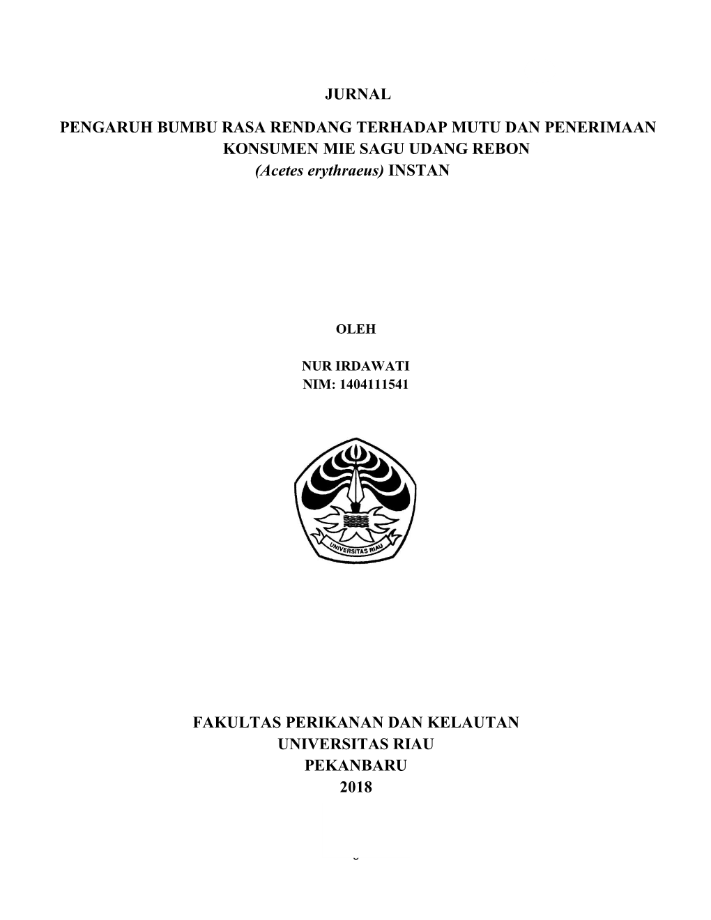 Jurnal Pengaruh Bumbu Rasa Rendang Terhadap Mutu