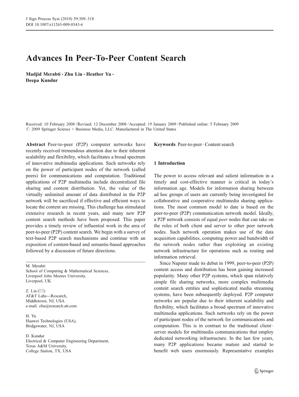 Advances in Peer-To-Peer Content Search