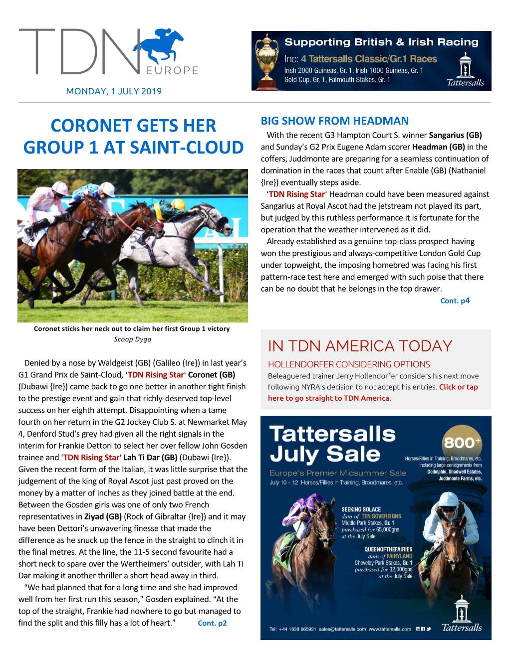 Coronet Gets Her Group 1 at Saint-Cloud