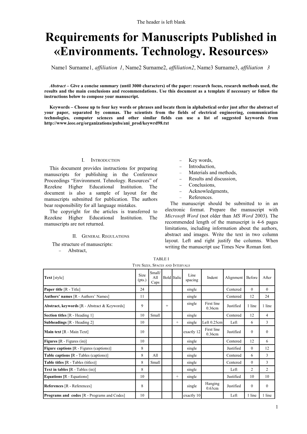 Requirements for Manuscripts Published In