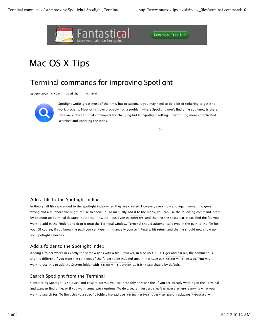 Terminal Commands for Improving Spotlight | Spotlight, Terminal | Mac OS X Tips
