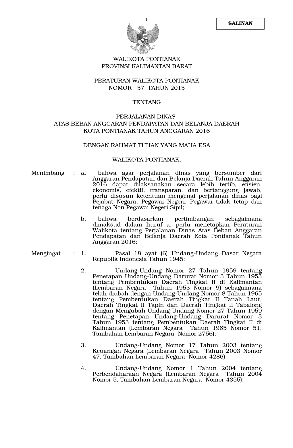 Walikota Pontianak Provinsi Kalimantan Barat