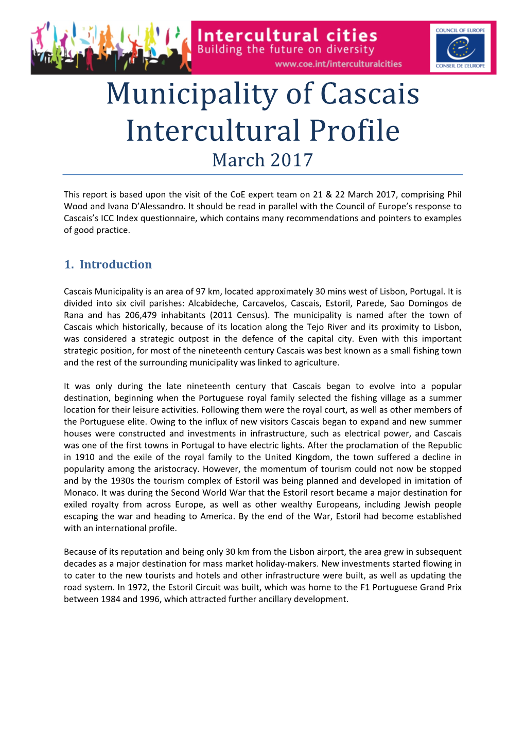 Municipality of Cascais Intercultural Profile March 2017