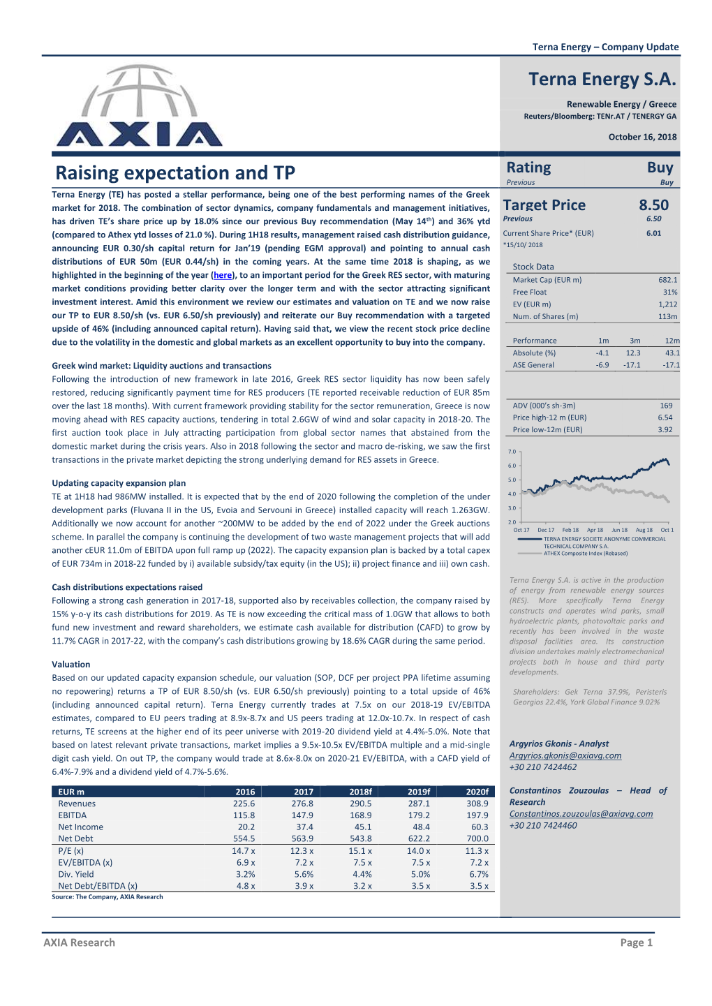 Terna Energy – Company Update