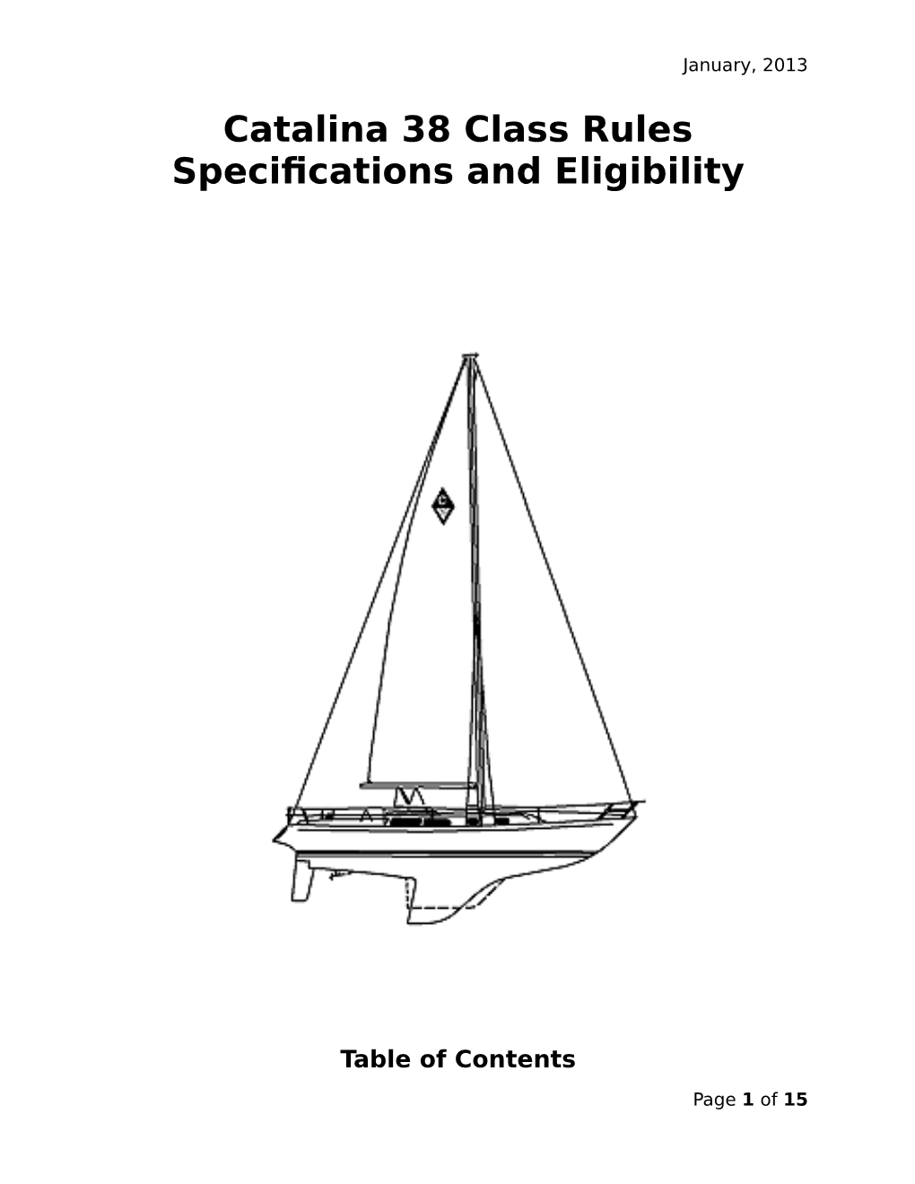 Catalina 38 Class Rules Specifications and Eligibility