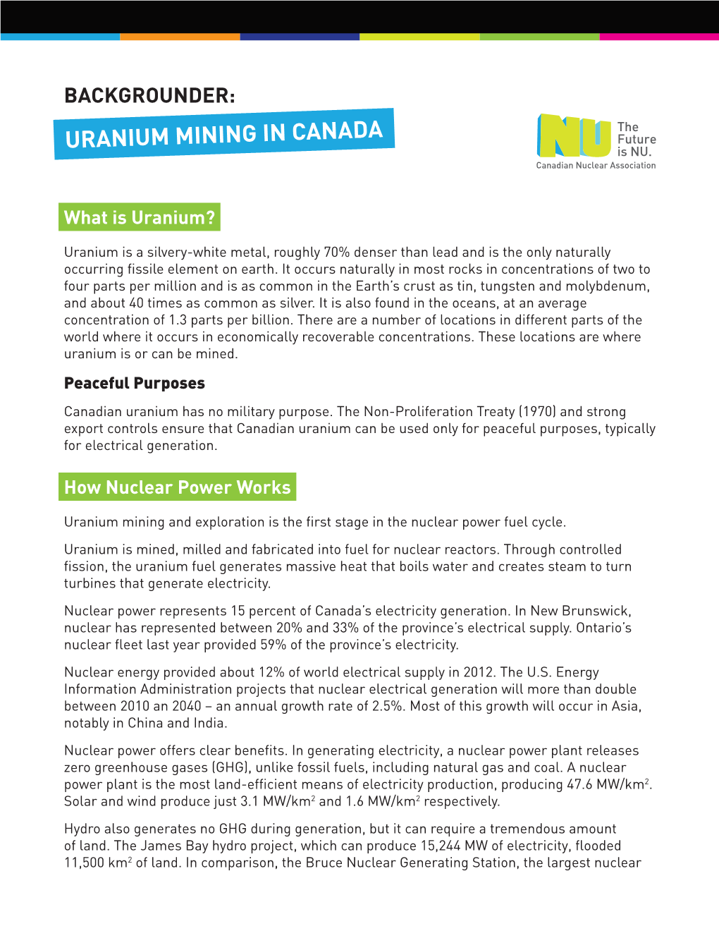 Backgrounder: Uranium Mining in Canada