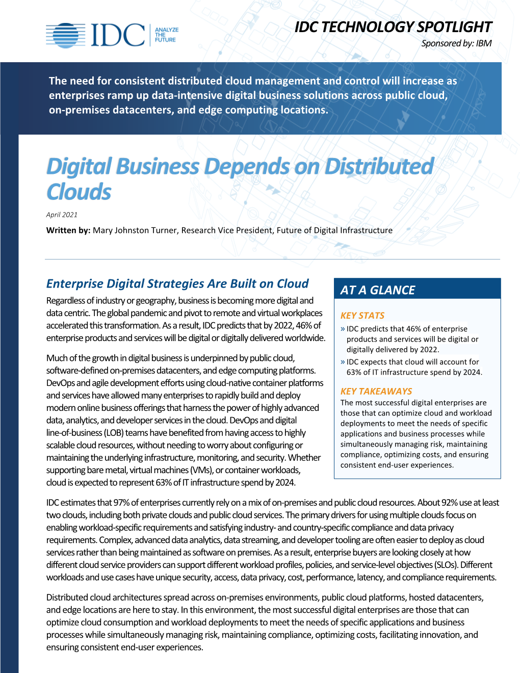 IDC TECHNOLOGY SPOTLIGHT Sponsored By: IBM