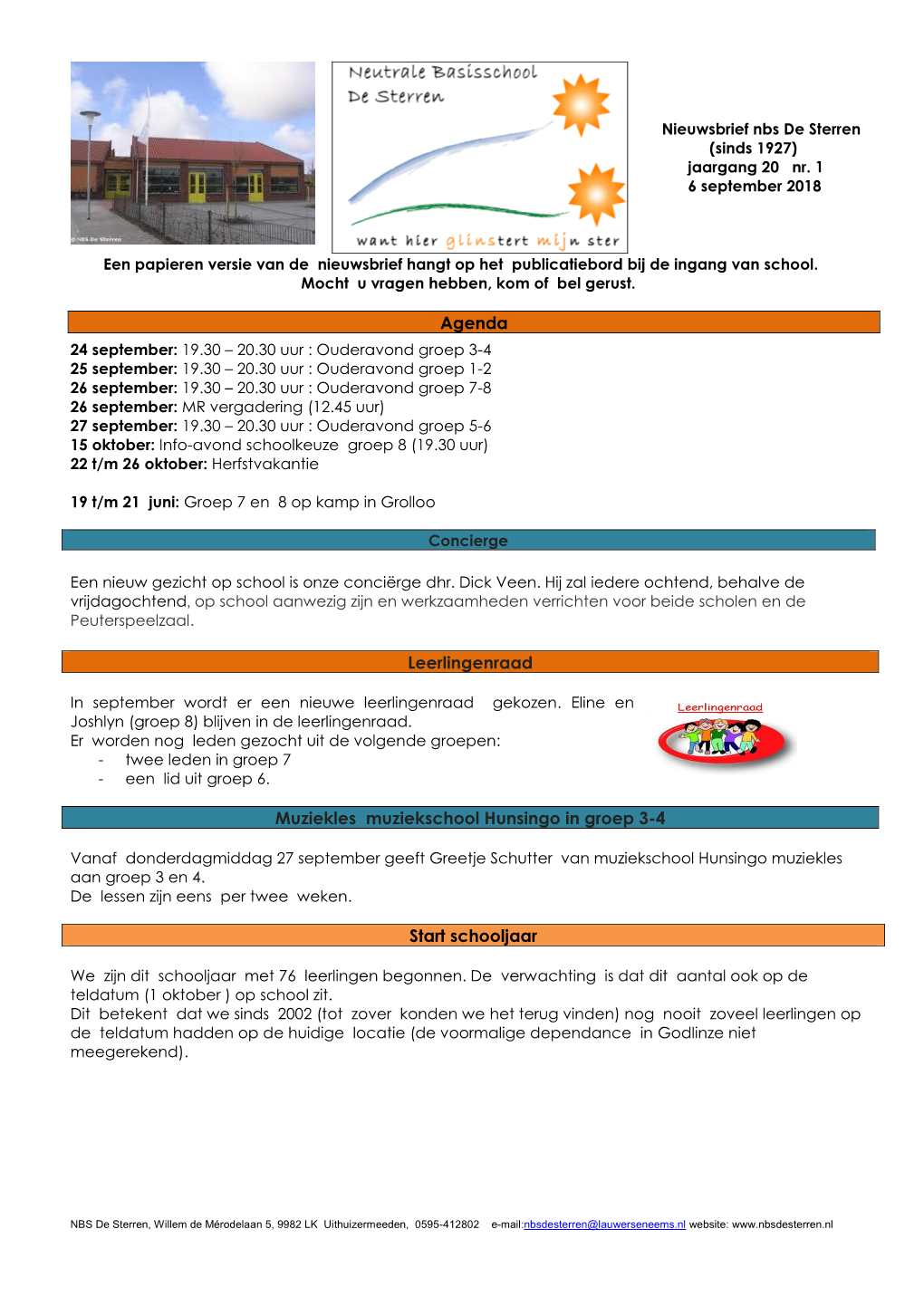 Agenda Leerlingenraad Muziekles Muziekschool Hunsingo in Groep 3