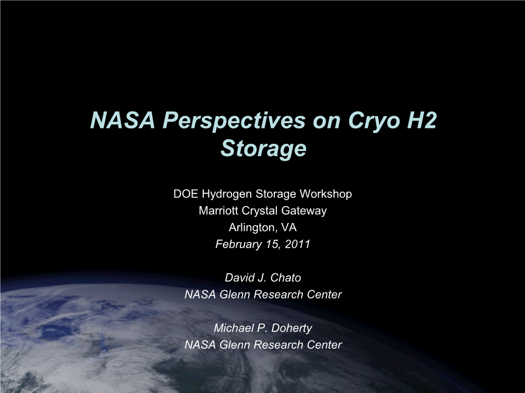 NASA Perspectives on Cryo H2 Storage