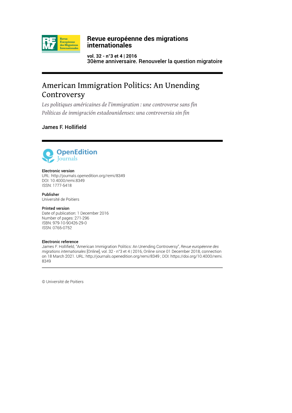 American Immigration Politics