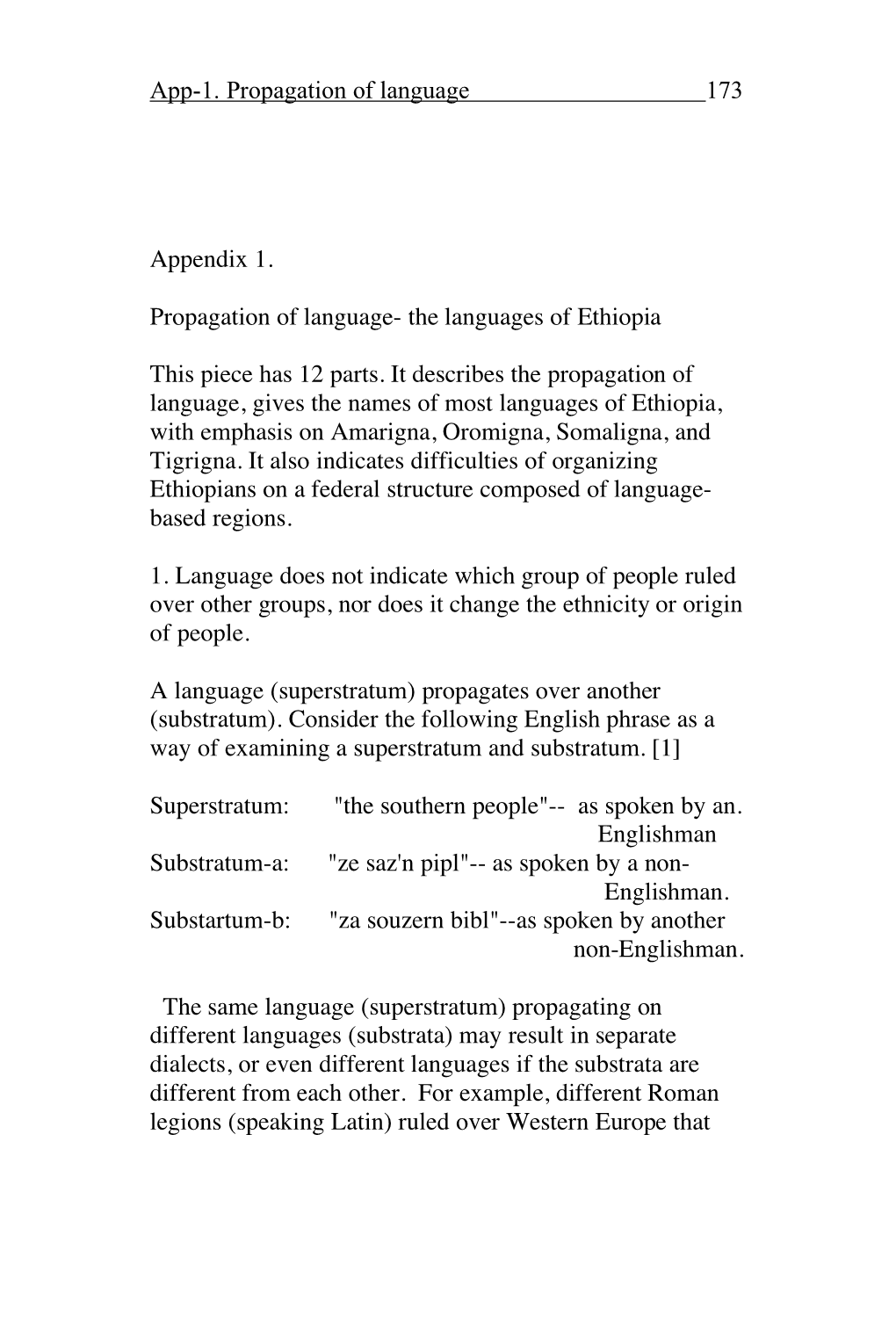 App-1. Propagation of Language 173 Appendix 1. Propagation Of