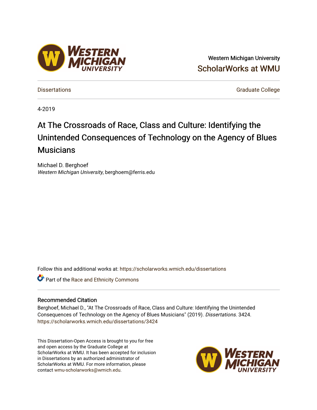 At the Crossroads of Race, Class and Culture: Identifying the Unintended Consequences of Technology on the Agency of Blues Musicians