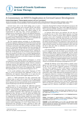 A Commentary on WNT7A Implication in Cervical Cancer Development