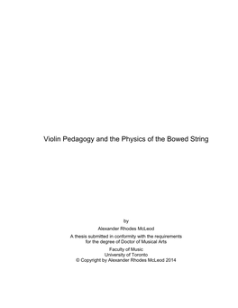 Violin Pedagogy and the Physics of the Bowed String
