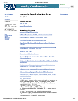 Manuscript Repositories Newsletter Print This Page