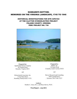 Dunkard's Bottom: Memories on the Virginia Landscape, 1745 to 1940