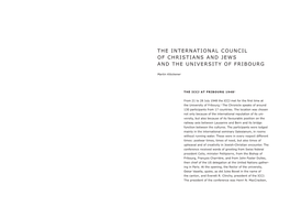 The International Council of Christians and Jews and the University of Fribourg