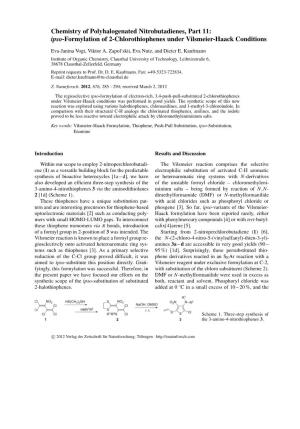 Chemistry of Polyhalogenated Nitrobutadienes, Part 11: Ipso-Formylation of 2-Chlorothiophenes Under Vilsmeier-Haack Conditions