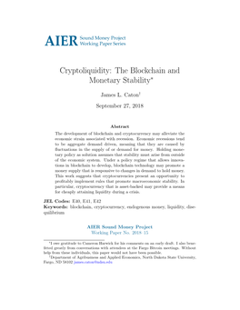 Cryptoliquidity: the Blockchain and Monetary Stability∗