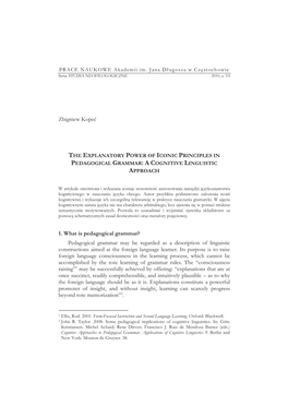 Zbigniew Kopeć 1. What Is Pedagogical Grammar?