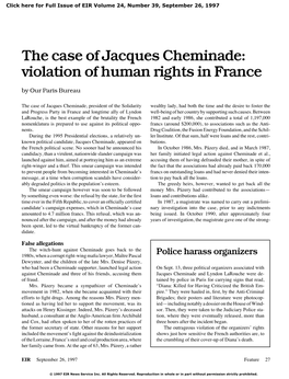 The Case of Jacques Cheminade: Violation of Human Rights in France