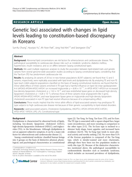 Genetic Loci Associated with Changes in Lipid Levels Leading to Constitution