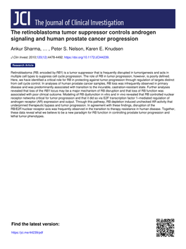 The Retinoblastoma Tumor Suppressor Controls Androgen Signaling and Human Prostate Cancer Progression