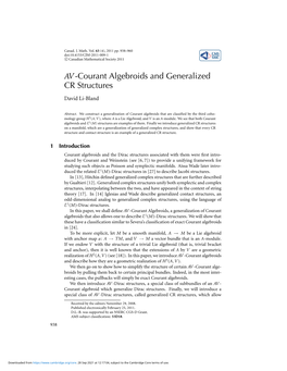 AV-Courant Algebroids and Generalized CR Structures 939