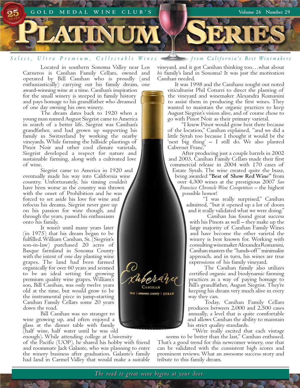 Platinum Canihan Family Cellars December 2016 2012 Syrah Download