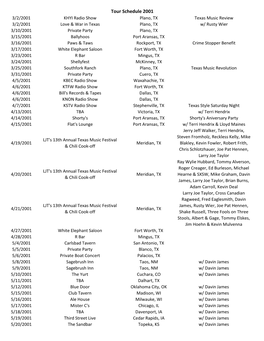 Tour Schedule 2001