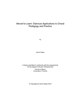 Moved to Learn: Dalcroze Applications to Choral Pedagogy and Practice