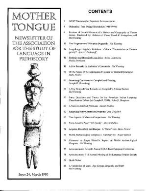 Mother Tongue 24 Must Be Put Out, After All! the Key Findings Will Simply Be Numbered- No Special Order