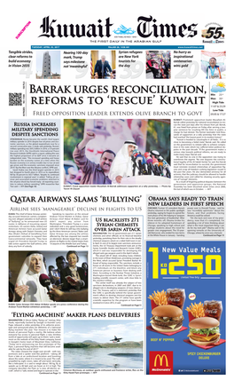 BARRAK URGES Reconciliation, REFORMS TO