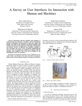 A Survey on User Interfaces for Interaction with Human and Machines