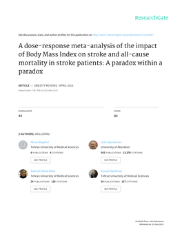 A Dose-Response Meta-Analysis of the Impact of Body Mass Index on Stroke and All-Cause Mortality in Stroke Patients: a Paradox Within a Paradox