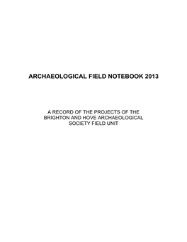 Archaeological Field Notebook 2013