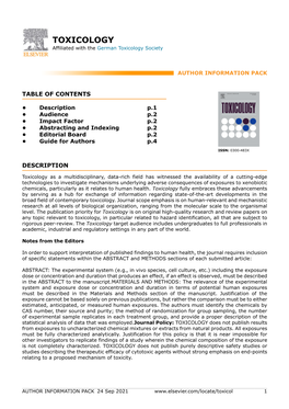 TOXICOLOGY Affiliated with the German Toxicology Society