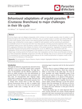 Behavioural Adaptations of Argulid Parasites (Crustacea: Branchiura) to Major Challenges in Their Life Cycle V.N