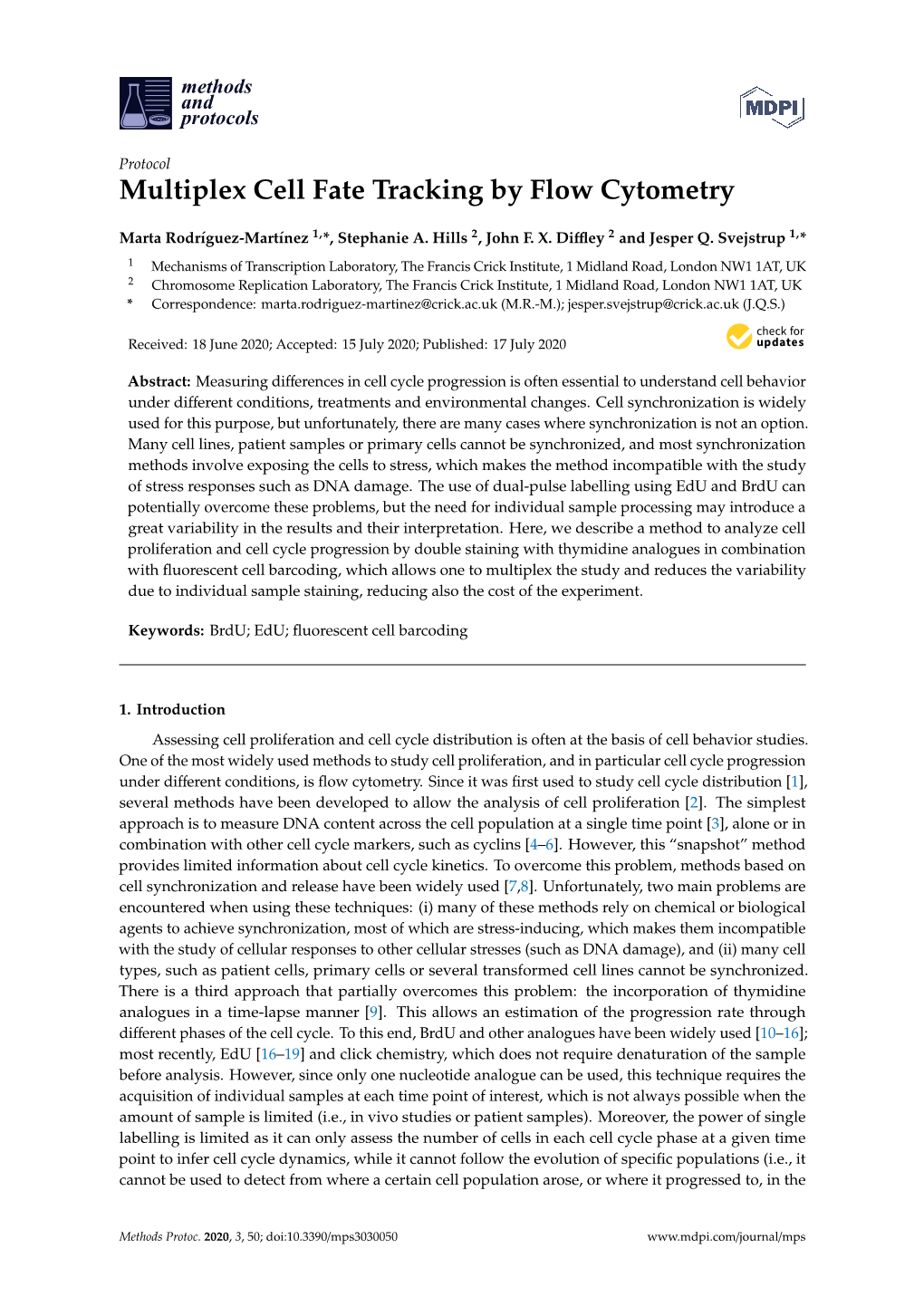 Multiplex Cell Fate Tracking by Flow Cytometry