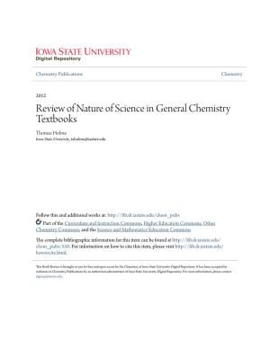 Review of Nature of Science in General Chemistry Textbooks Thomas Holme Iowa State University, Taholme@Iastate.Edu