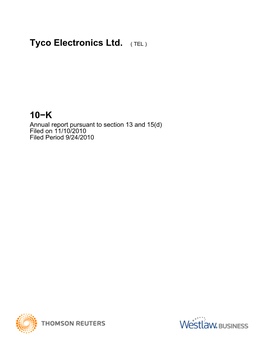 Tyco Electronics Ltd. ( TEL ) 10−K