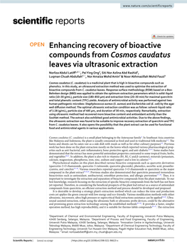 Enhancing Recovery of Bioactive Compounds from Cosmos Caudatus