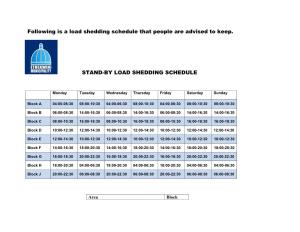 Following Is a Load Shedding Schedule That People Are Advised to Keep