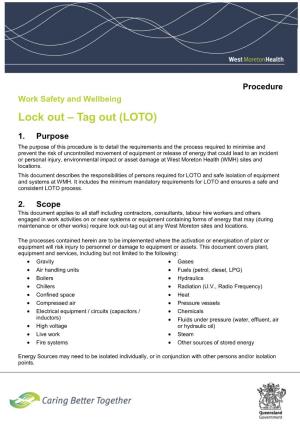 Lock out – Tag out (LOTO)