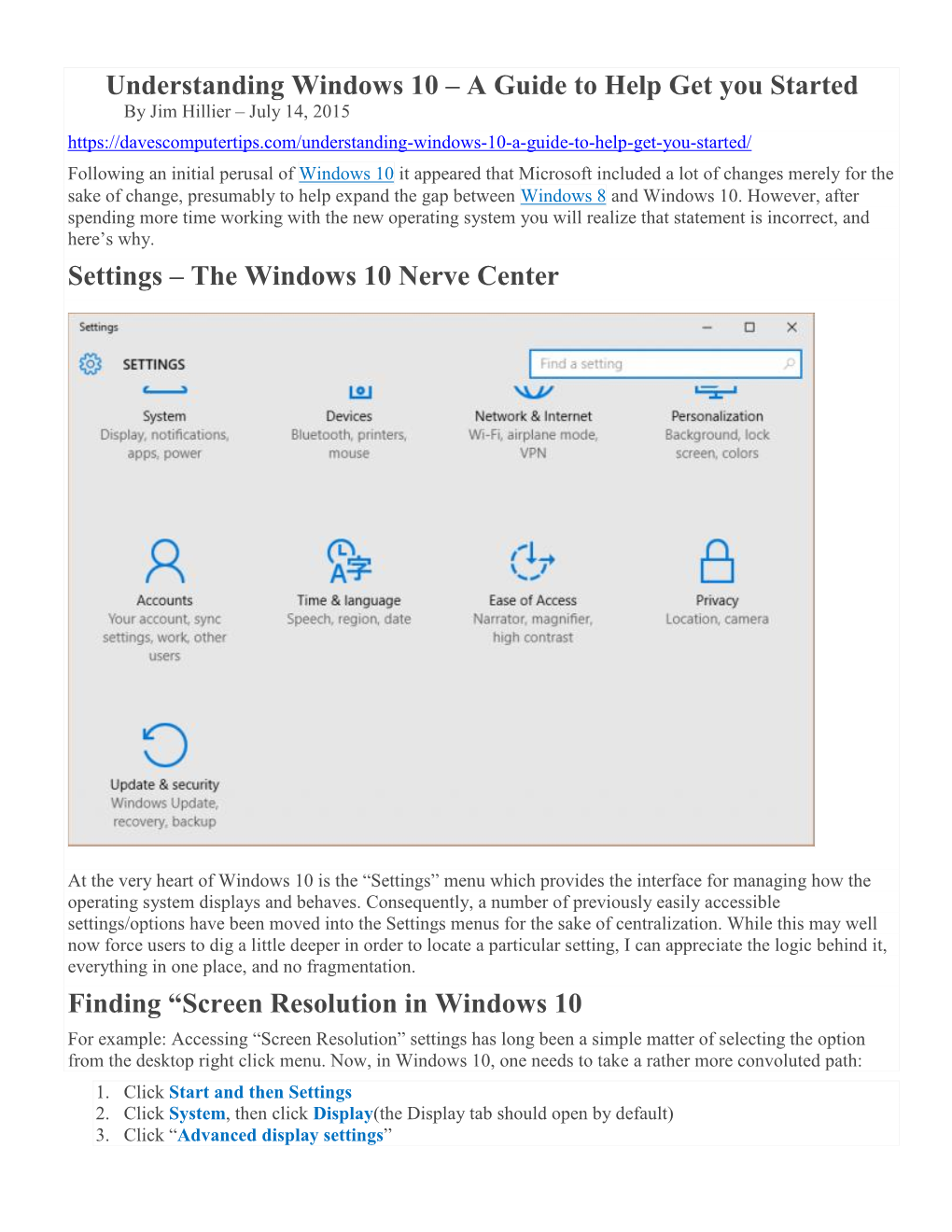 Understanding Windows 10 – a Guide to Help Get You Started Settings - DocsLib