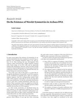 Research Article on the Existence of Wavelet Symmetries in Archaea DNA