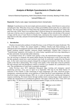 Analysis of Multiple Cyanobacteria in Chaohu Lake Xuan Hu