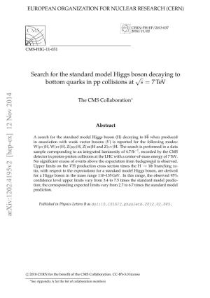 Search for the Standard Model Higgs Boson Decaying to Bottom Quarks In