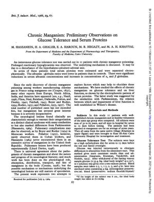 Preliminary Observations on Glucose Tolerance and Serum Proteins M