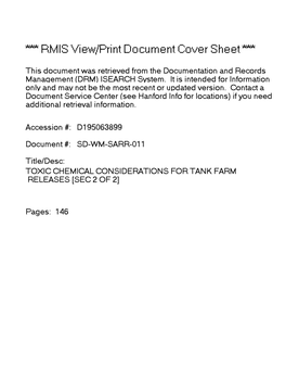 Toxic Chemical Considemtions for Tank Farm Releases